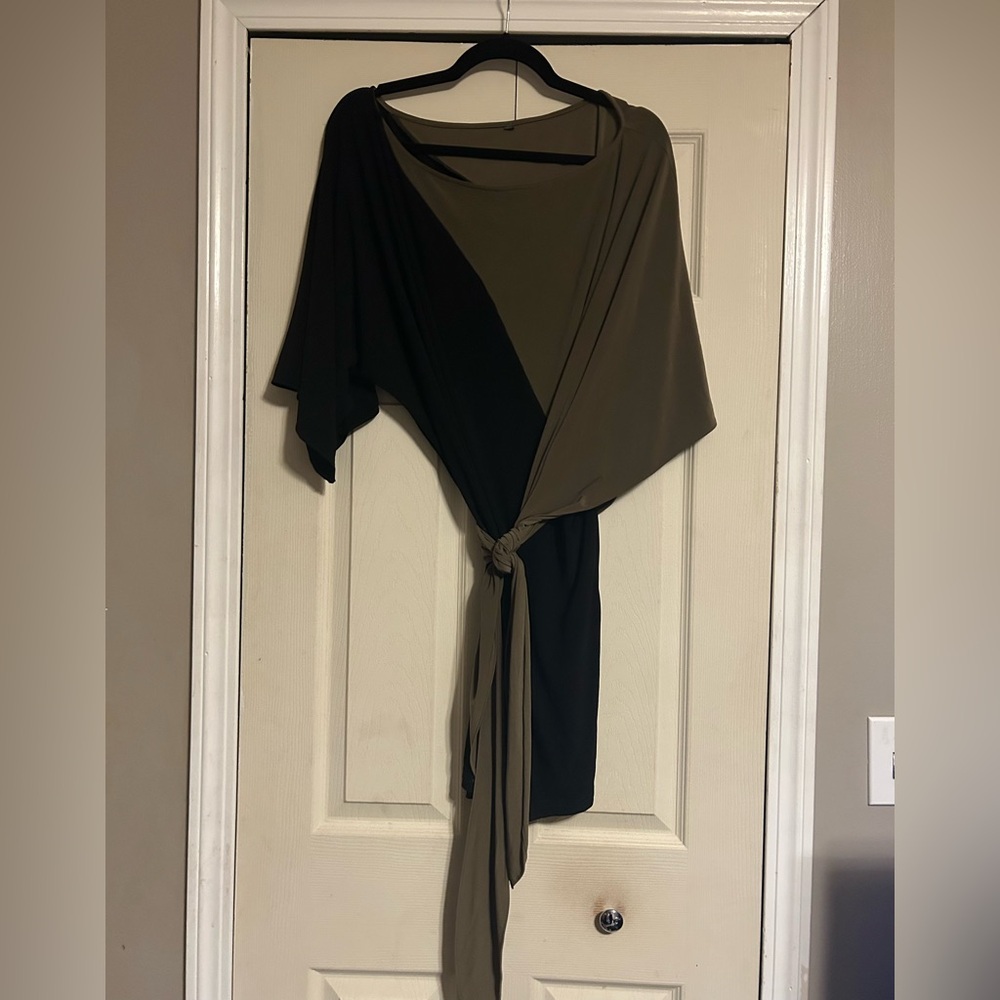 ABI FERRIN Two-Tone Black and Olive 5 Way Dress